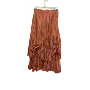 Vintage GoGo Fashion‎ Skirt Layered Ruffle Rosette Detail Coral Peach Formal